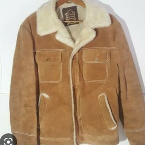 Vintage "Rancher" Leather Coat /Sherpa Lined/Size 46